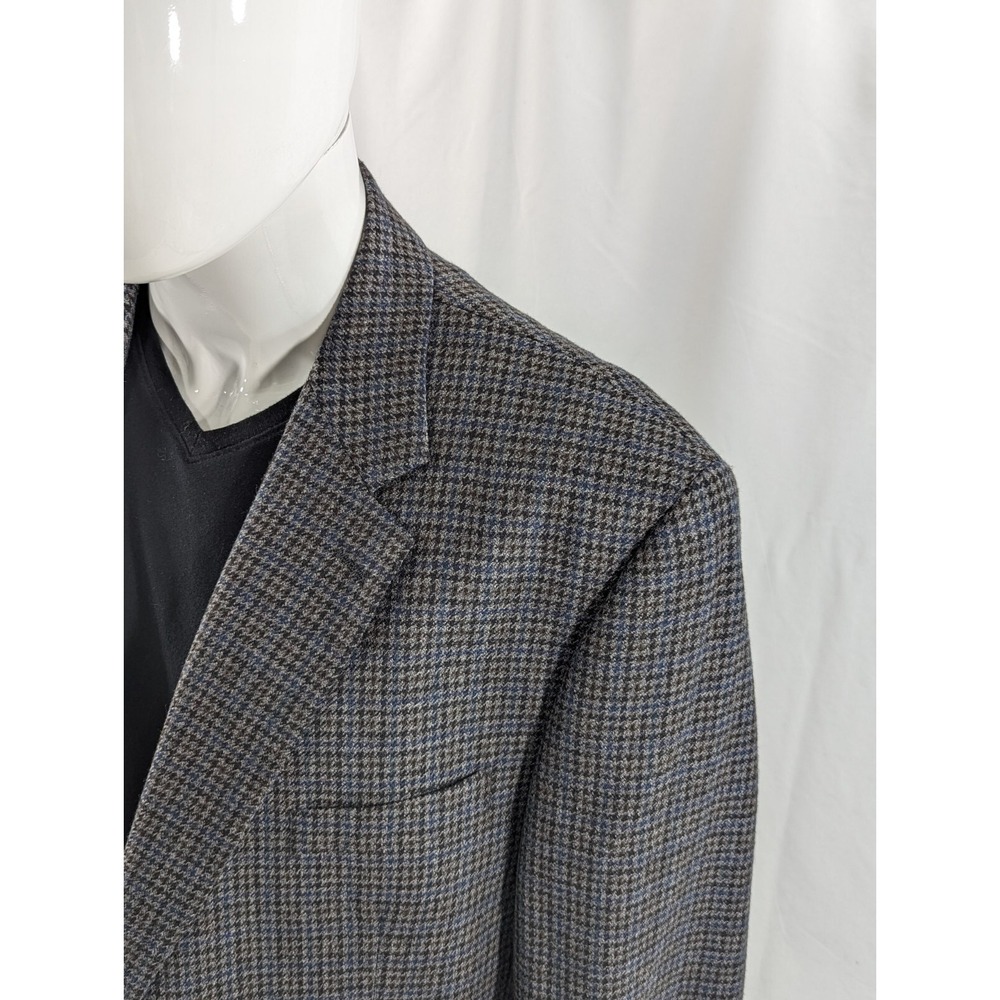 Chaps Ralph Lauren Blazer Suit Jacket Soft Wool Houndstooth Subtle Plaid 48R EUC - Picture 2 of 13